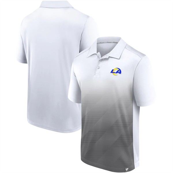 Men's Los Angeles Rams White/Gray Iconic Parameter Sublimated Polo - Click Image to Close